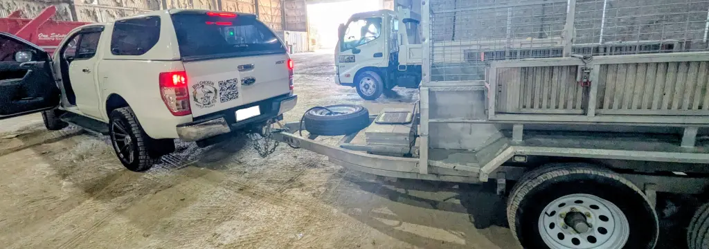 Ute and tipper trailer at a licensed resource recovery facility after a commercial job